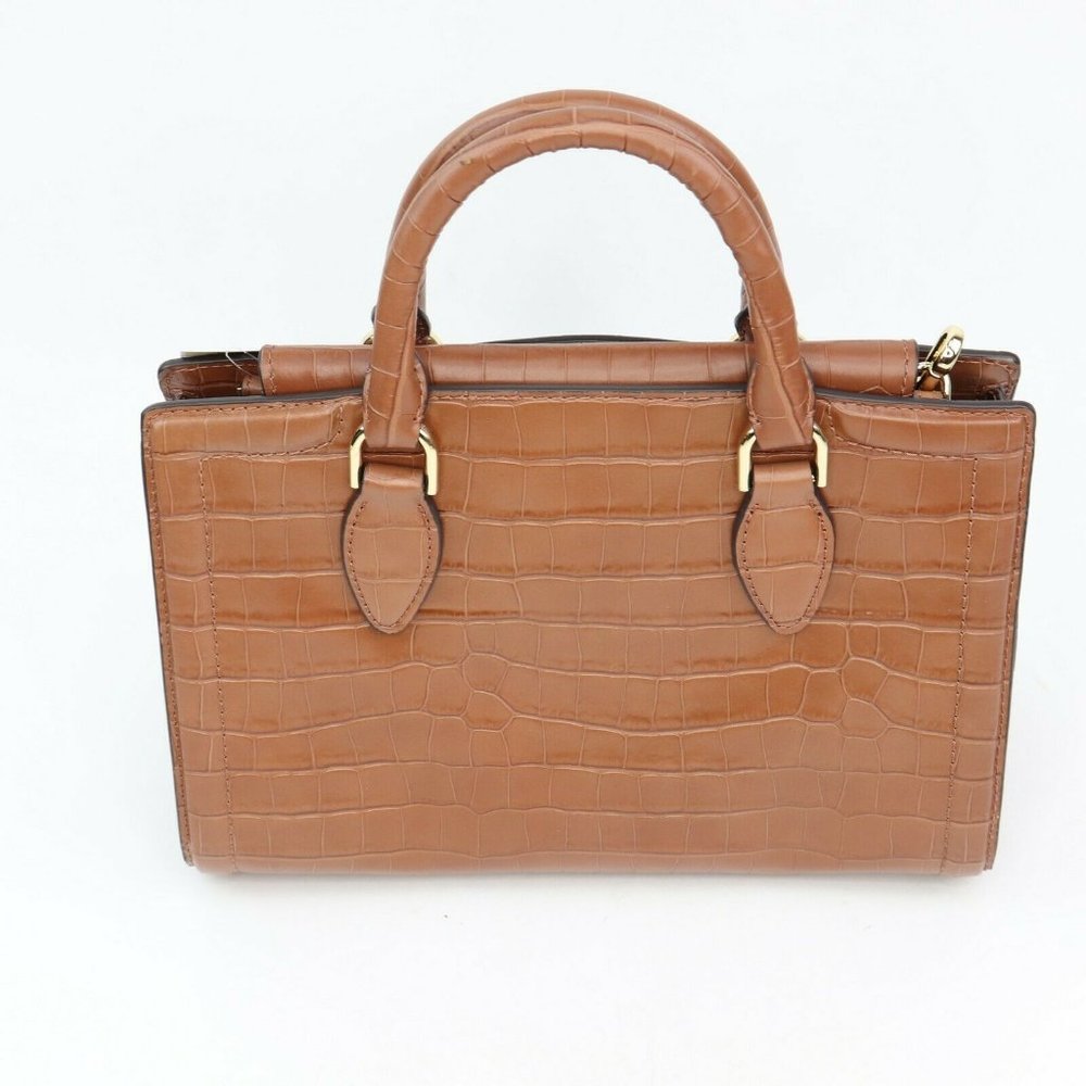 Michael Kors Zoe Medium Embossed Leather Satchel Chestnut - Picture 3 of 9